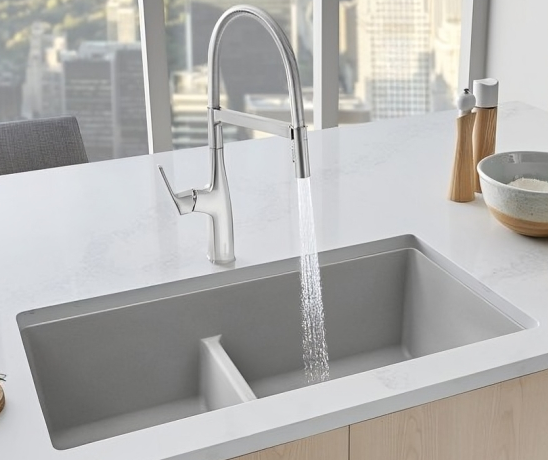 double kitchen sink with low divider