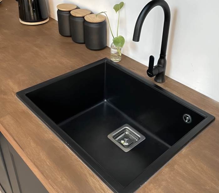 black deep kitchen sink