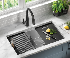 Undermount kitchen sink workstation